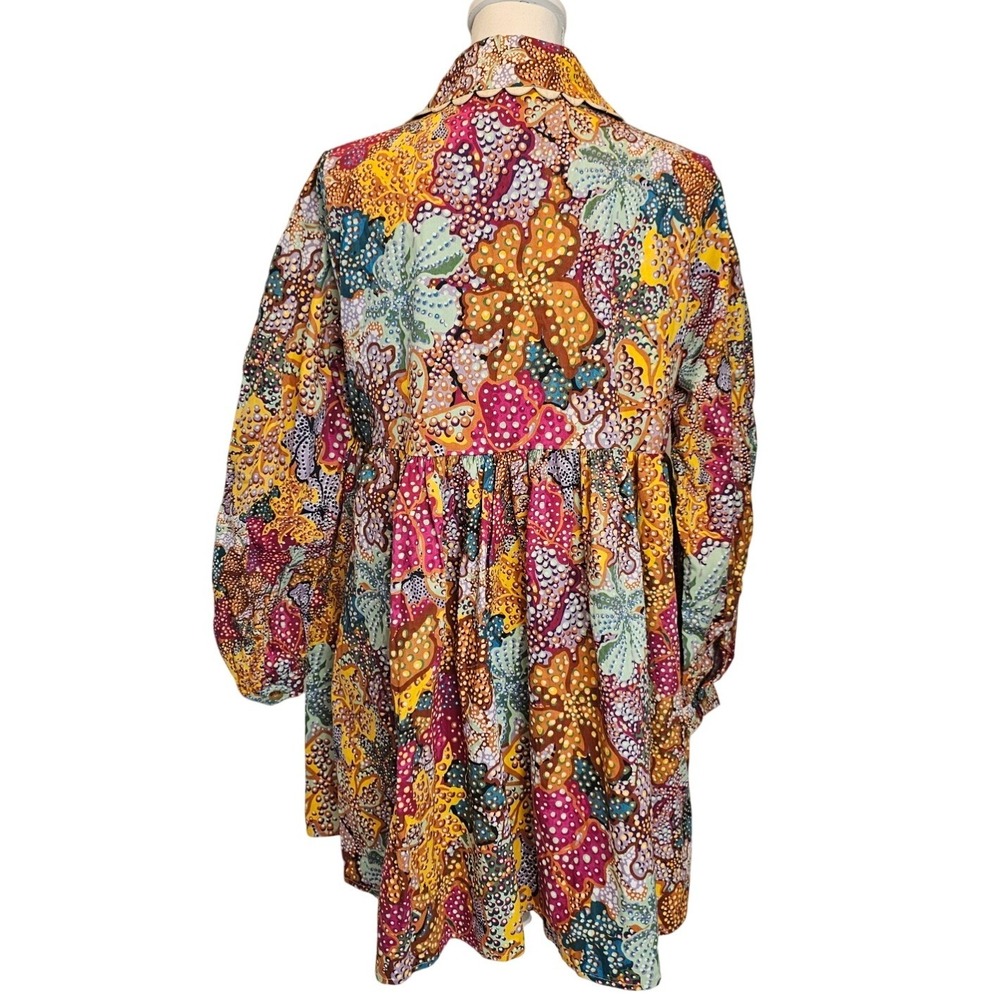 Kika Vargas x Target Floral Babydoll Dress‎ L Scallop Collar Puff Sleeve Cotton - Picture 7 of 12